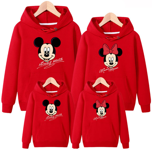 Family Matching Outfits Father Mother Son Daughter Autumn Clothing Mom Daddy and Boy Girl Mickey Minnie Hoodie Family Look