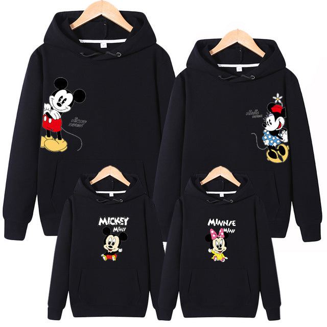 Family Matching Outfits Father Mother Son Daughter Autumn Clothing Mom Daddy and Boy Girl Mickey Minnie Hoodie Family Look