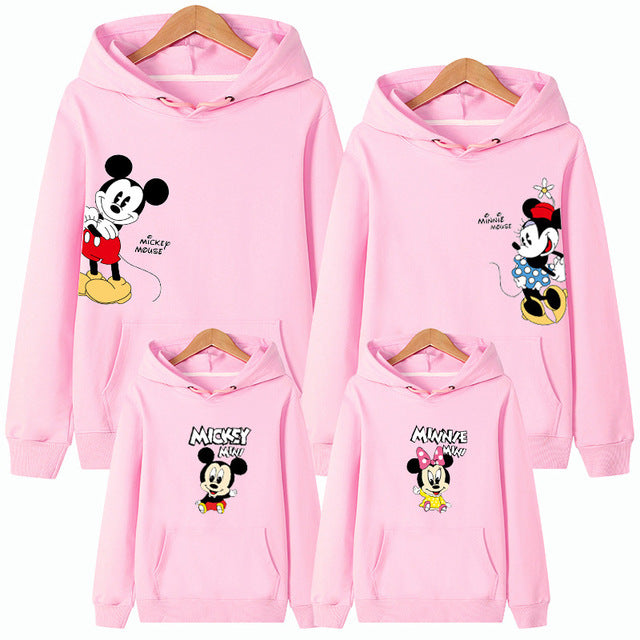Family Matching Outfits Father Mother Son Daughter Autumn Clothing Mom Daddy and Boy Girl Mickey Minnie Hoodie Family Look