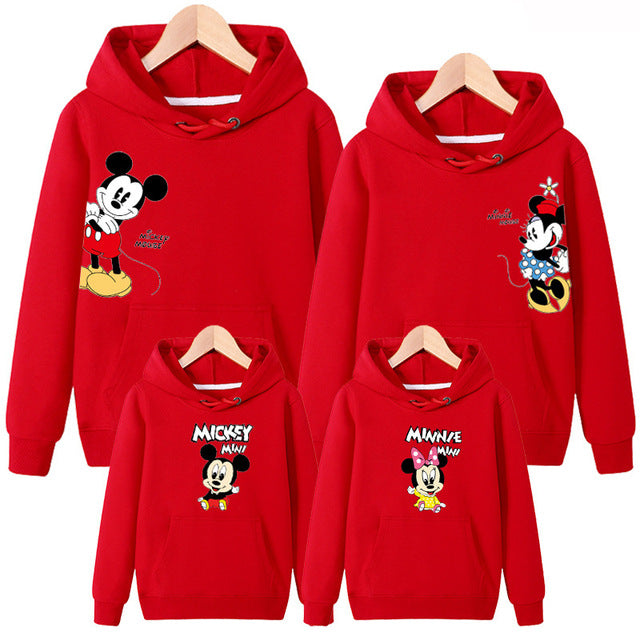 Family Matching Outfits Father Mother Son Daughter Autumn Clothing Mom Daddy and Boy Girl Mickey Minnie Hoodie Family Look