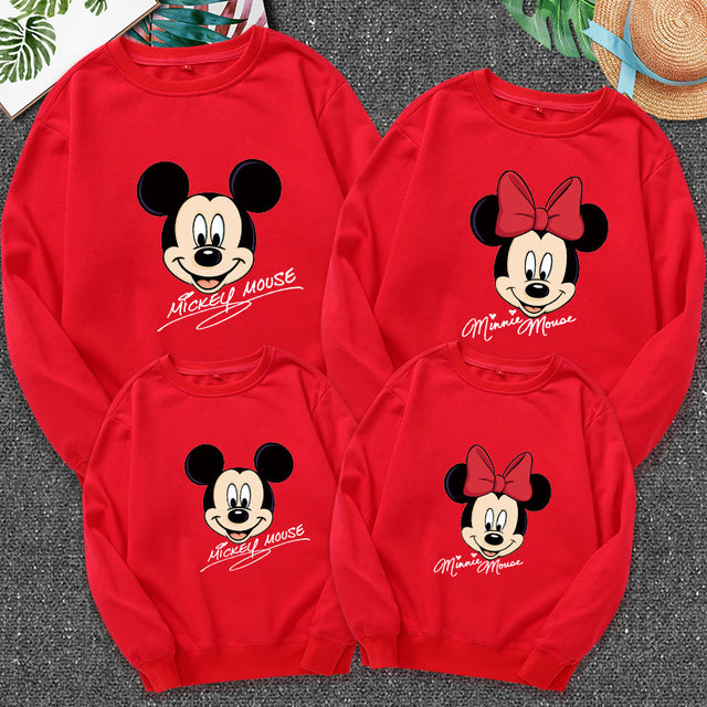Family Matching Outfits Father Mother Son Daughter Autumn Clothing Mom Daddy and Boy Girl Mickey Minnie Hoodie Family Look
