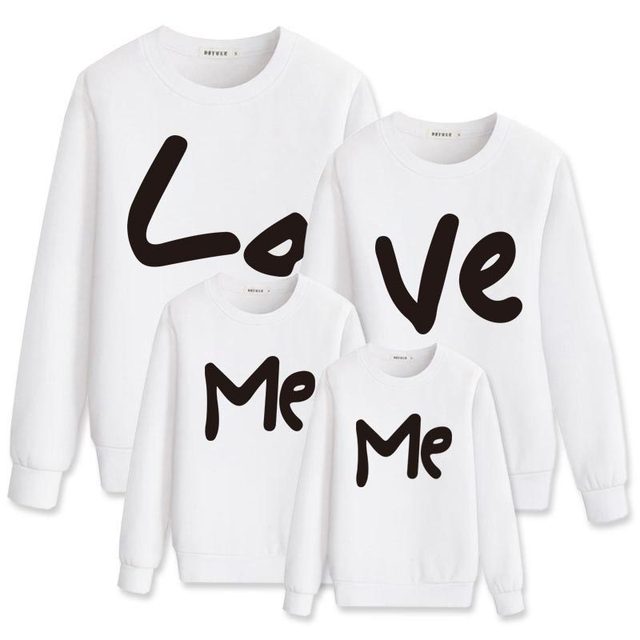 Family Sweatshirt Love Printed Outfit Couple Man Woman Kid Dad Mom Daughter Son Mommy And Me Matching Clothes Tshirt