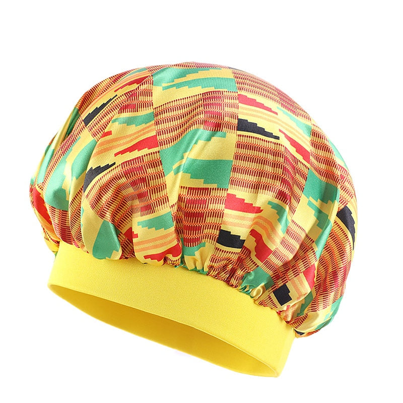 2 pcs/ set Satin Bonnet Sleep Cap Mommy and Me Girl's African Print Child Turban Hair Cover Baby Hat Hair Accessories