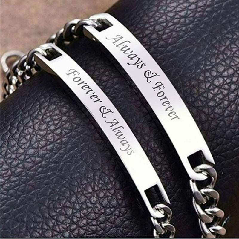 Stainless Steel Letter Bracelet for Couples Always Forever Relationship Matching Lover Couples Bracelet Bangle Best Friend Gift
