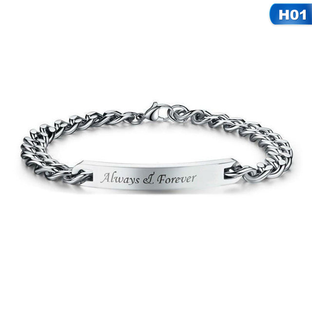 Stainless Steel Letter Bracelet for Couples Always Forever Relationship Matching Lover Couples Bracelet Bangle Best Friend Gift