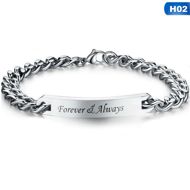 Stainless Steel Letter Bracelet for Couples Always Forever Relationship Matching Lover Couples Bracelet Bangle Best Friend Gift
