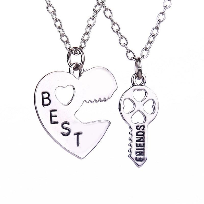 Creative Popular Jewelry Fashion all-match Peach Heart Stitching Key Lettering Best Friends Good Friend Set Necklace Accessories