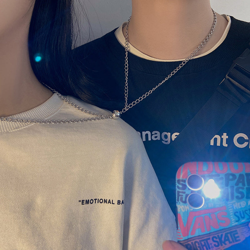 2Pcs Lovers Magnetic Necklaces For Women Men Minimalist Matching Couple Jewelry Bff 2021 Trend Punk Party Valentine's Day Gifts