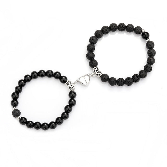 2 Pieces-set Of Best Friend Magnet Bracelet Retro Matching Bangles Couple Long-distance Love Hand Chain Valentine's Day Gift