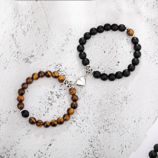 2 Pieces-set Of Best Friend Magnet Bracelet Retro Matching Bangles Couple Long-distance Love Hand Chain Valentine's Day Gift
