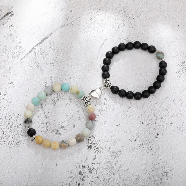 2 Pieces-set Of Best Friend Magnet Bracelet Retro Matching Bangles Couple Long-distance Love Hand Chain Valentine's Day Gift