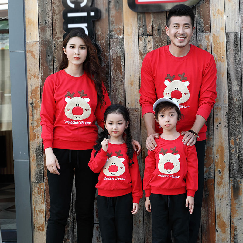 Couples Pullover Dad Son Cartoon Sweater for Christmas Cotton Family Matching Outfit Mommy and Me Clothes His and hers Clothes