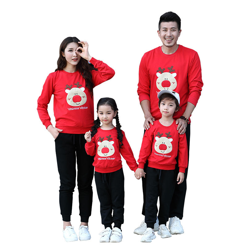 Couples Pullover Dad Son Cartoon Sweater for Christmas Cotton Family Matching Outfit Mommy and Me Clothes His and hers Clothes