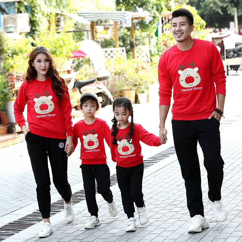 Couples Pullover Dad Son Cartoon Sweater for Christmas Cotton Family Matching Outfit Mommy and Me Clothes His and hers Clothes