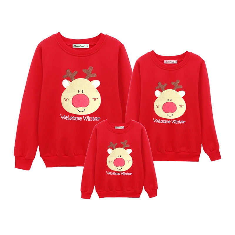 Couples Pullover Dad Son Cartoon Sweater for Christmas Cotton Family Matching Outfit Mommy and Me Clothes His and hers Clothes