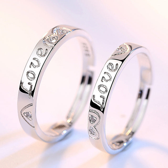 2Pcs/sets Zircon Heart Matching Couple Rings Set Forever Endless Love Wedding Ring For Women Men Charm Valentine's Day Jewelry