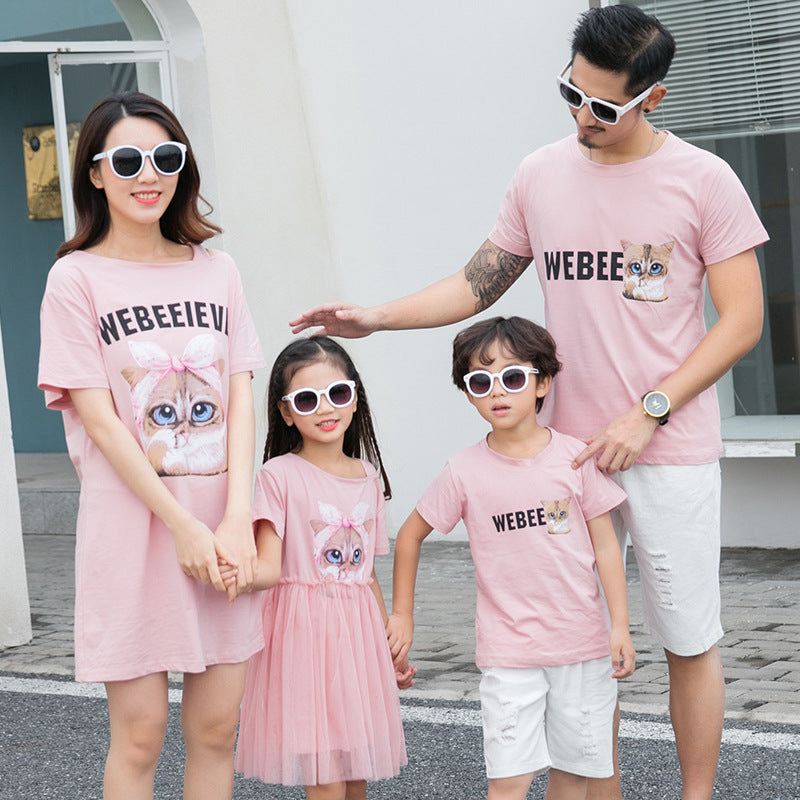 Family matching outfits dress mother daughter dresses children summer clothing Men and Boy T-Shirts kids clothes