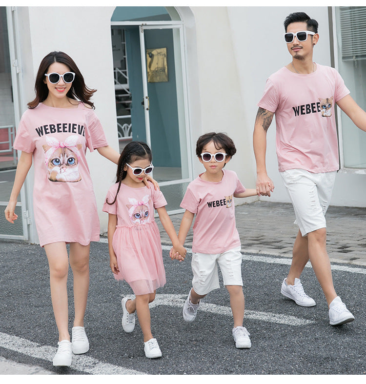 Family matching outfits dress mother daughter dresses children summer clothing Men and Boy T-Shirts kids clothes