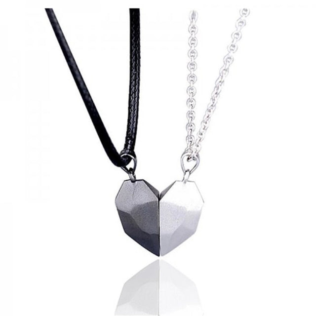 2Pc Magnetic Couple Necklace Lover Friend Heart Pendant Distance Matching Charm Necklace Women Valentine's Day Gift 2022 Jewelry