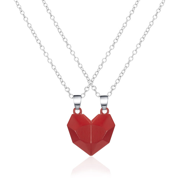2Pc Magnetic Couple Necklace Lover Friend Heart Pendant Distance Matching Charm Necklace Women Valentine's Day Gift 2022 Jewelry