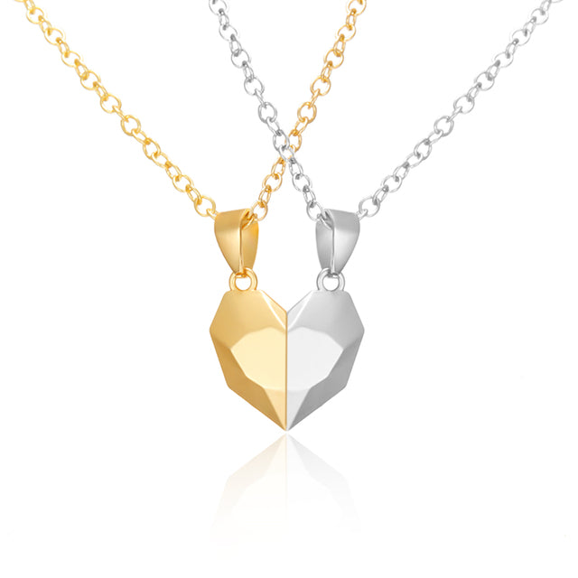 2Pc Magnetic Couple Necklace Lover Friend Heart Pendant Distance Matching Charm Necklace Women Valentine's Day Gift 2022 Jewelry