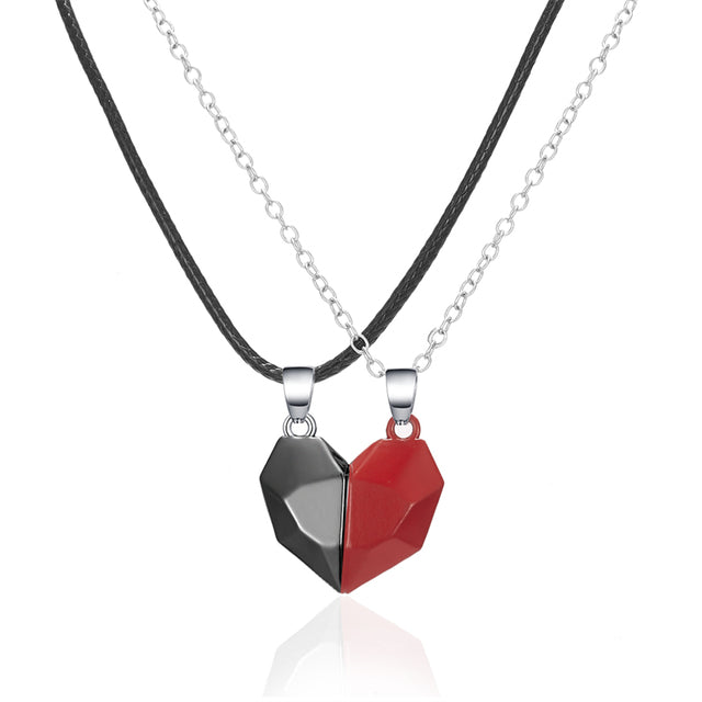 2Pc Magnetic Couple Necklace Lover Friend Heart Pendant Distance Matching Charm Necklace Women Valentine's Day Gift 2022 Jewelry