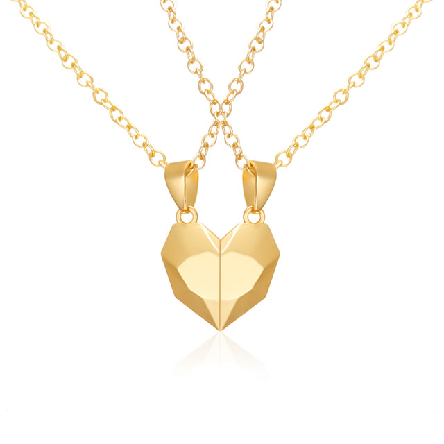 2Pc Magnetic Couple Necklace Lover Friend Heart Pendant Distance Matching Charm Necklace Women Valentine's Day Gift 2022 Jewelry