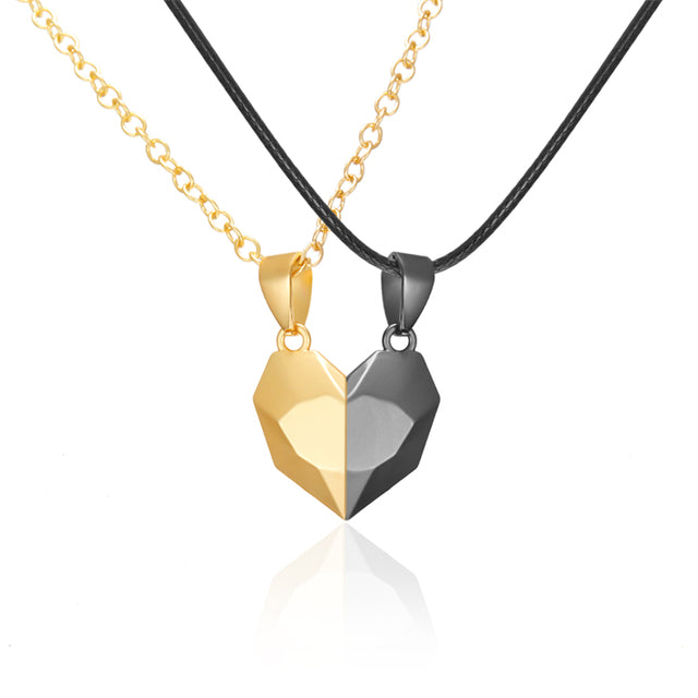 2Pc Magnetic Couple Necklace Lover Friend Heart Pendant Distance Matching Charm Necklace Women Valentine's Day Gift 2022 Jewelry