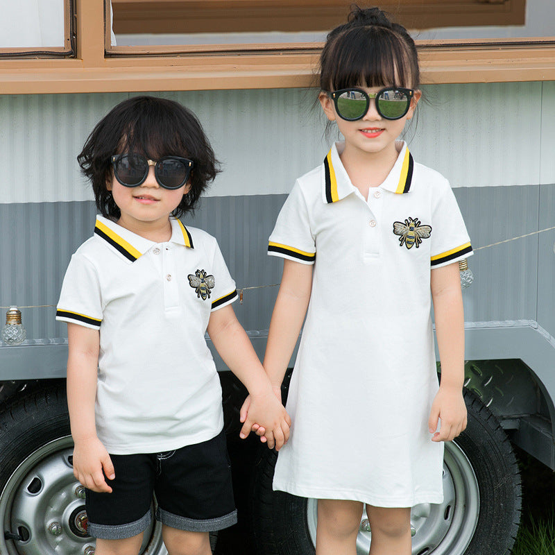 Couple Matching Clothes T-Shirts College School Lovers Women Men Summer White Polo Vacational Dress Outfit Wear Set