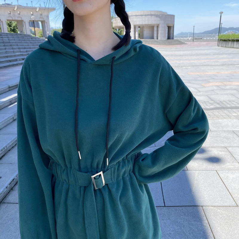 Couple Matching Clothes College High School Fashion Pair Lovers Women Green Waist Hoodie Dress Sweatshirt Outfit Wear Set