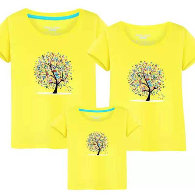 New Summer Couple T-shirt Outfits Cotton Father Mother Son Daughter Short Sleeve Family Matching Birthday Shirt Family Matching