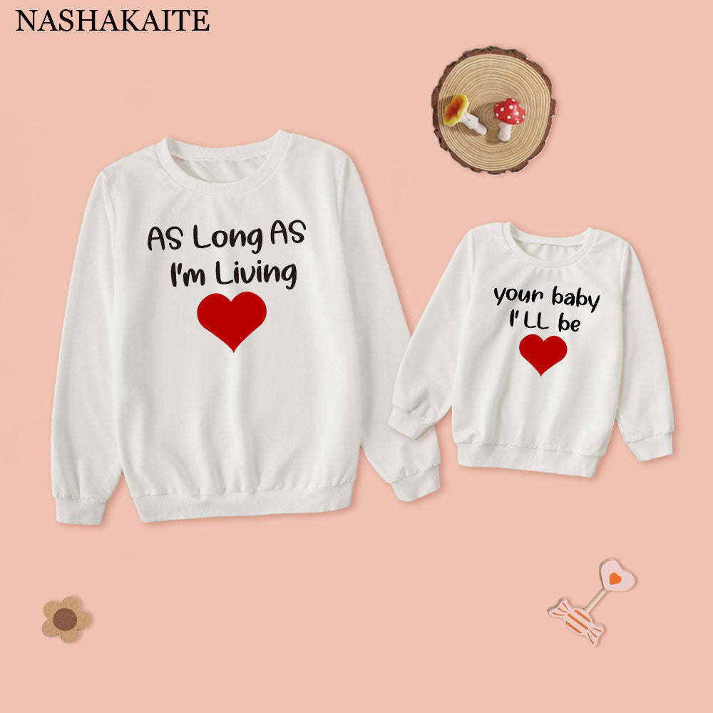 Love print Family Matching Outfits Father Mother Kids Hoodie Couple Matching Clothes Sweaters Daddy Mommy and Me Clothes