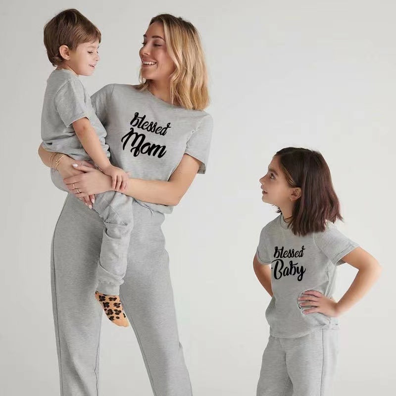 Blessed Dad Mom Baby Shirt Mother Father Daughter Son Matching Clothes Family Tshirts Couple Mommy Daddy Kids Girl Boy Outfit