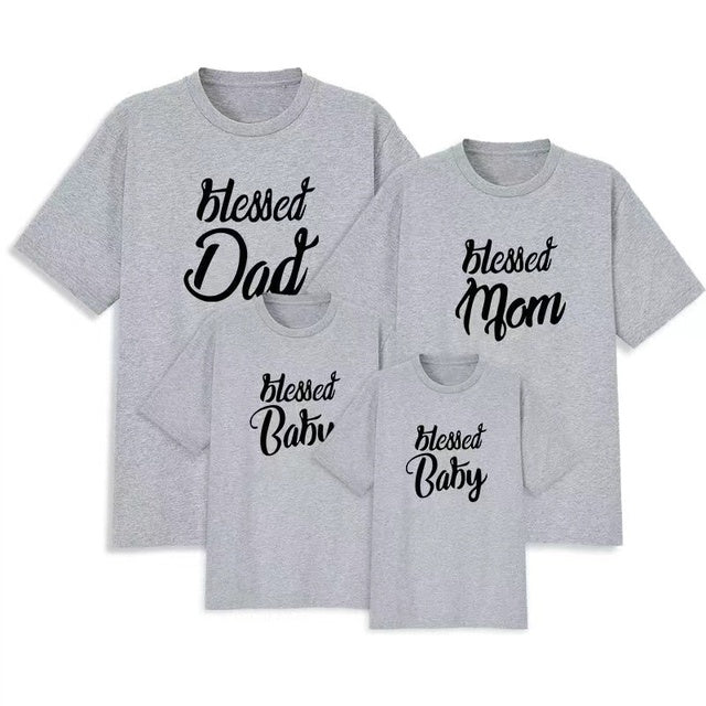 Blessed Dad Mom Baby Shirt Mother Father Daughter Son Matching Clothes Family Tshirts Couple Mommy Daddy Kids Girl Boy Outfit