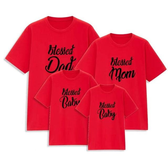 Blessed Dad Mom Baby Shirt Mother Father Daughter Son Matching Clothes Family Tshirts Couple Mommy Daddy Kids Girl Boy Outfit