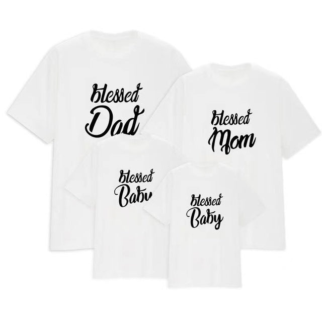 Blessed Dad Mom Baby Shirt Mother Father Daughter Son Matching Clothes Family Tshirts Couple Mommy Daddy Kids Girl Boy Outfit