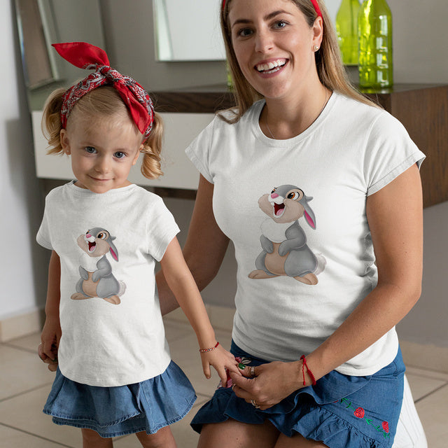 Baby Girl Clothes Cute Bambi Print Fashion Family Matching Outfits Summer Woman Tshirt Couple Tee Shirt Casual Mother Kids Tops