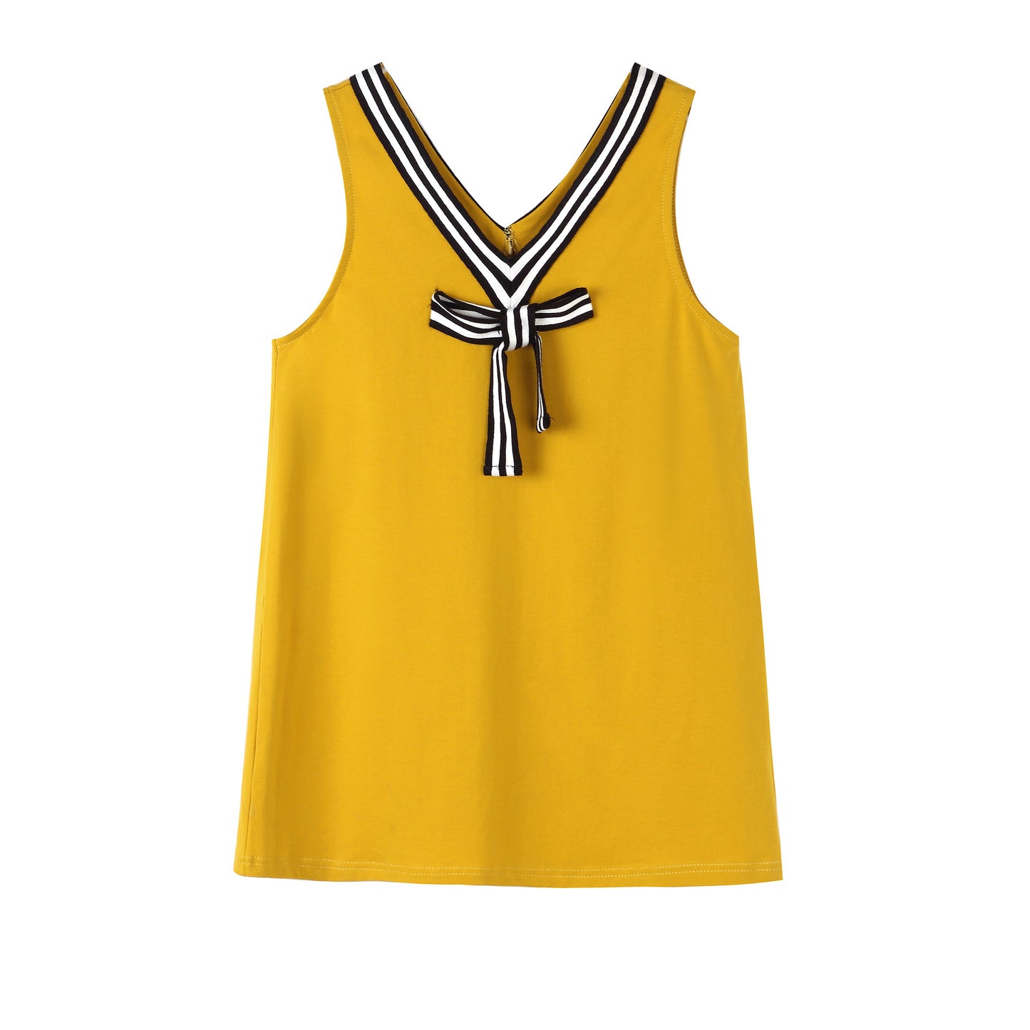 Couple Matching Clothes Striped T-Shirts Dress Sailor College School Lovers Yellow Women Summer Vacation Outfit Wear Set