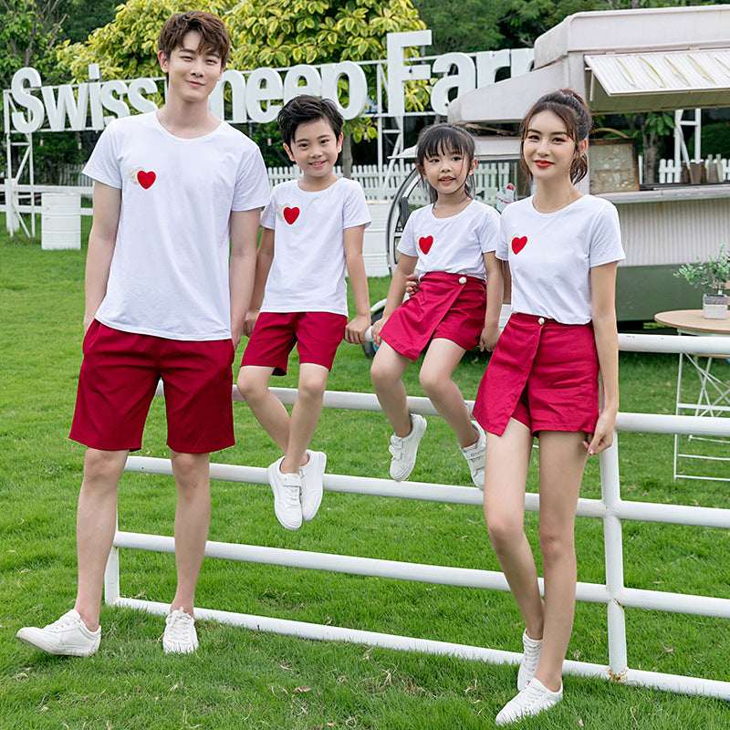 Summer Family Matching Outfit Dad Son T-shirt Shorts Sets Mother Daughter Matching Clothes Mother Kid Skirt Set Couple Outfit