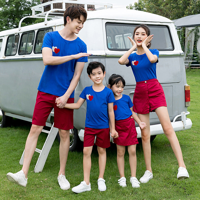 Summer Family Matching Outfit Dad Son T-shirt Shorts Sets Mother Daughter Matching Clothes Mother Kid Skirt Set Couple Outfit
