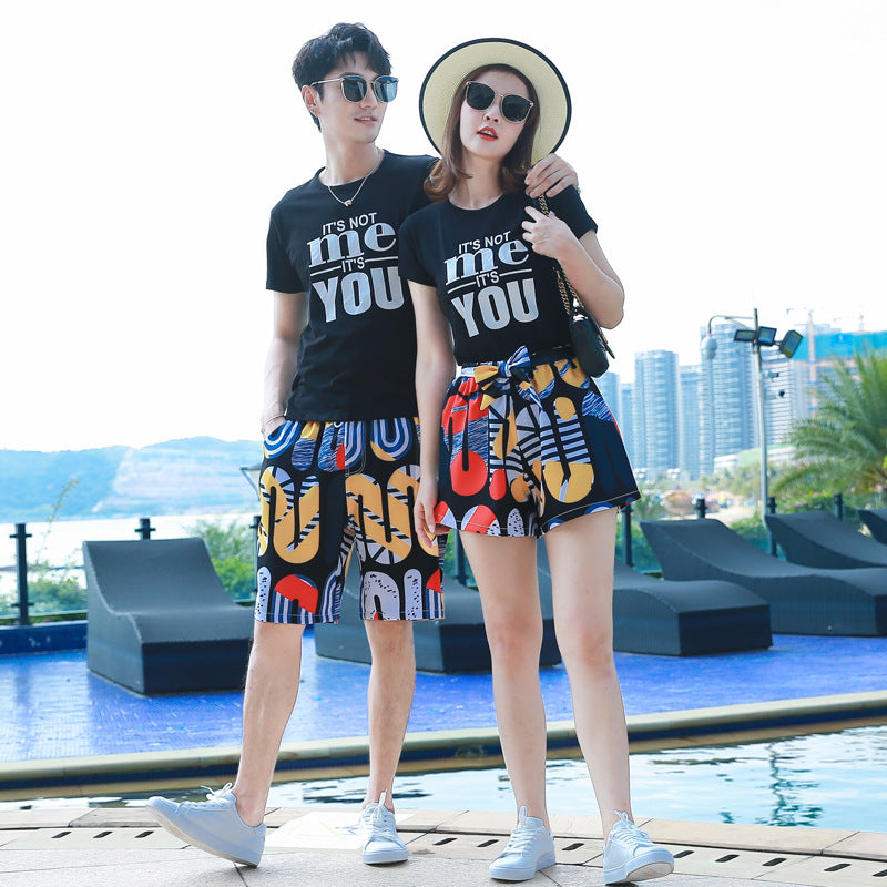 Summer Family Matching Outfits Mom Daughter Son Father Holiday Pius Size T-shirt Pants Family Traveling Clothing Sets