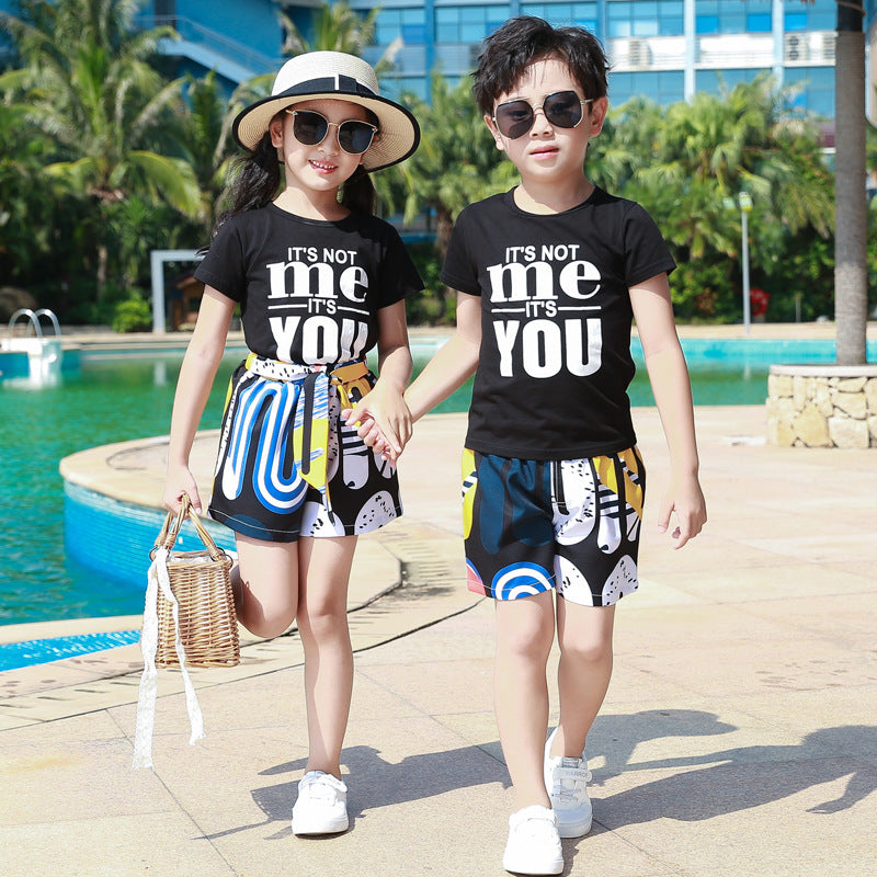 Summer Family Matching Outfits Mom Daughter Son Father Holiday Pius Size T-shirt Pants Family Traveling Clothing Sets