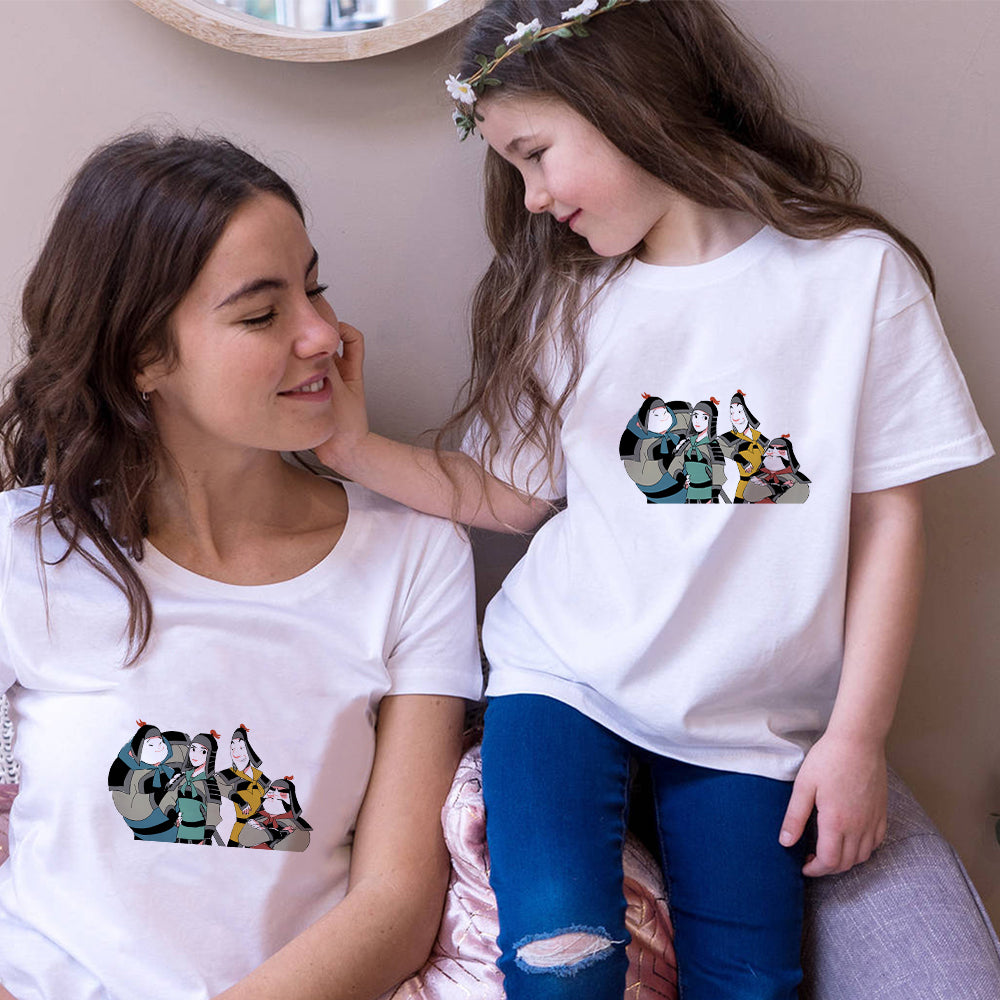 T-shirts For Girls Family Look Baby Girl Outfit Mom And Me Clothes Summer Loose Plus Size Matching Couple Outfits Disney Costume