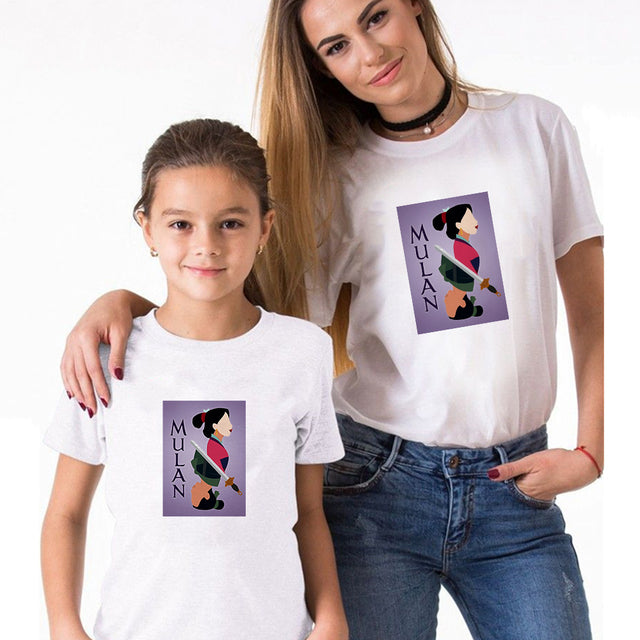 T-shirts For Girls Family Look Baby Girl Outfit Mom And Me Clothes Summer Loose Plus Size Matching Couple Outfits Disney Costume