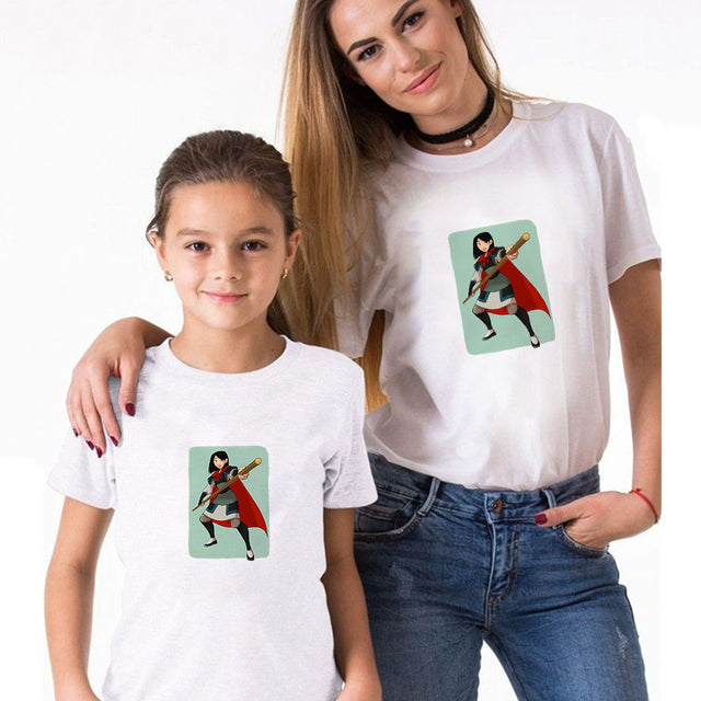 T-shirts For Girls Family Look Baby Girl Outfit Mom And Me Clothes Summer Loose Plus Size Matching Couple Outfits Disney Costume