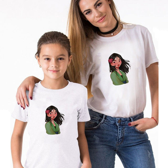 T-shirts For Girls Family Look Baby Girl Outfit Mom And Me Clothes Summer Loose Plus Size Matching Couple Outfits Disney Costume
