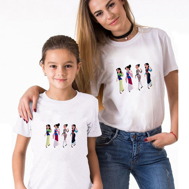 T-shirts For Girls Family Look Baby Girl Outfit Mom And Me Clothes Summer Loose Plus Size Matching Couple Outfits Disney Costume