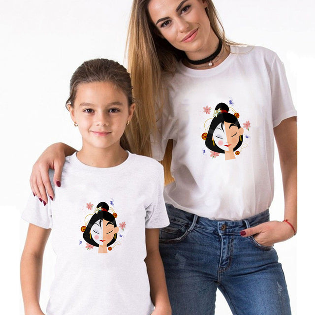T-shirts For Girls Family Look Baby Girl Outfit Mom And Me Clothes Summer Loose Plus Size Matching Couple Outfits Disney Costume