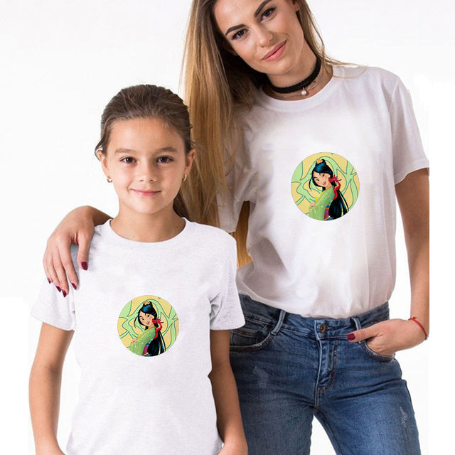 T-shirts For Girls Family Look Baby Girl Outfit Mom And Me Clothes Summer Loose Plus Size Matching Couple Outfits Disney Costume