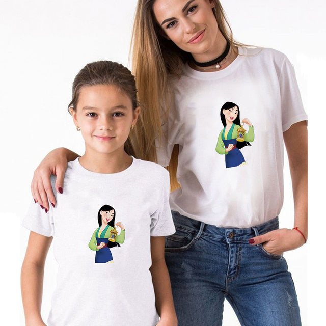 T-shirts For Girls Family Look Baby Girl Outfit Mom And Me Clothes Summer Loose Plus Size Matching Couple Outfits Disney Costume
